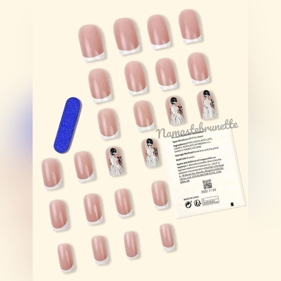 French Manicure Bride Press On Nails - Picture 2 of 6